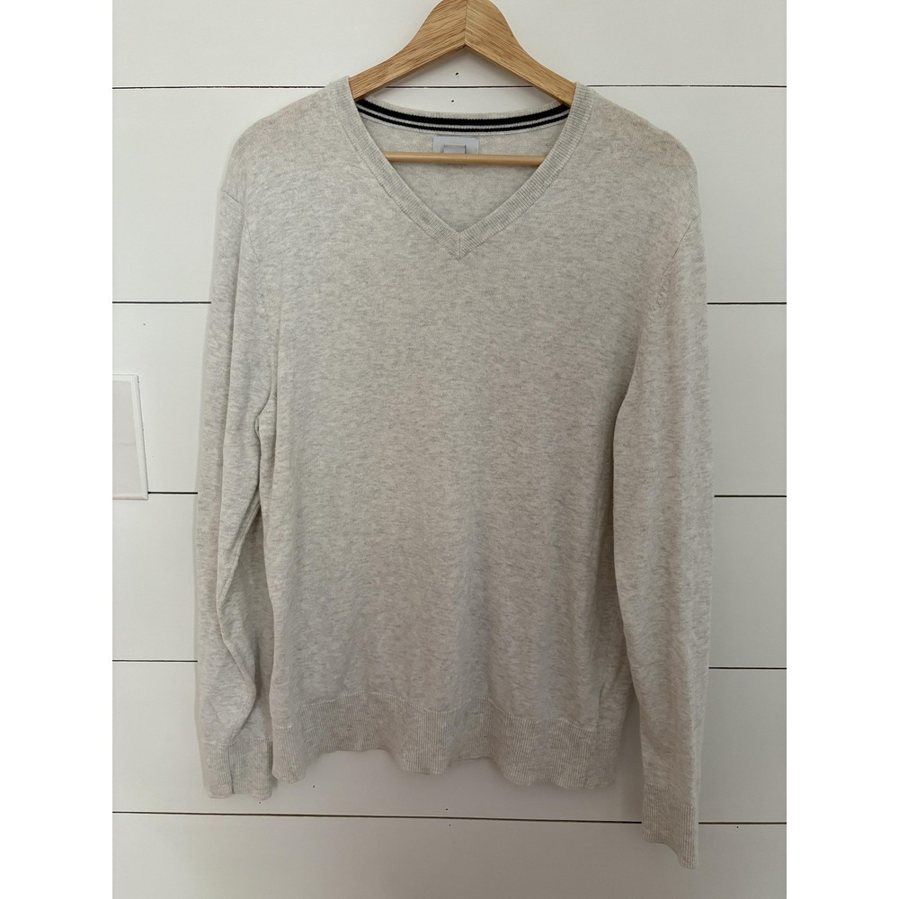 Old Navy Sweater Mens Large‎ Heather Gray V-Neck Pullover Cotton Blend Knit